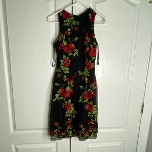 Donna Ricco rose embroidered dress